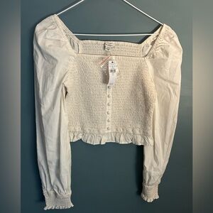 American Eagle Outfitters Cream Crop Blouse